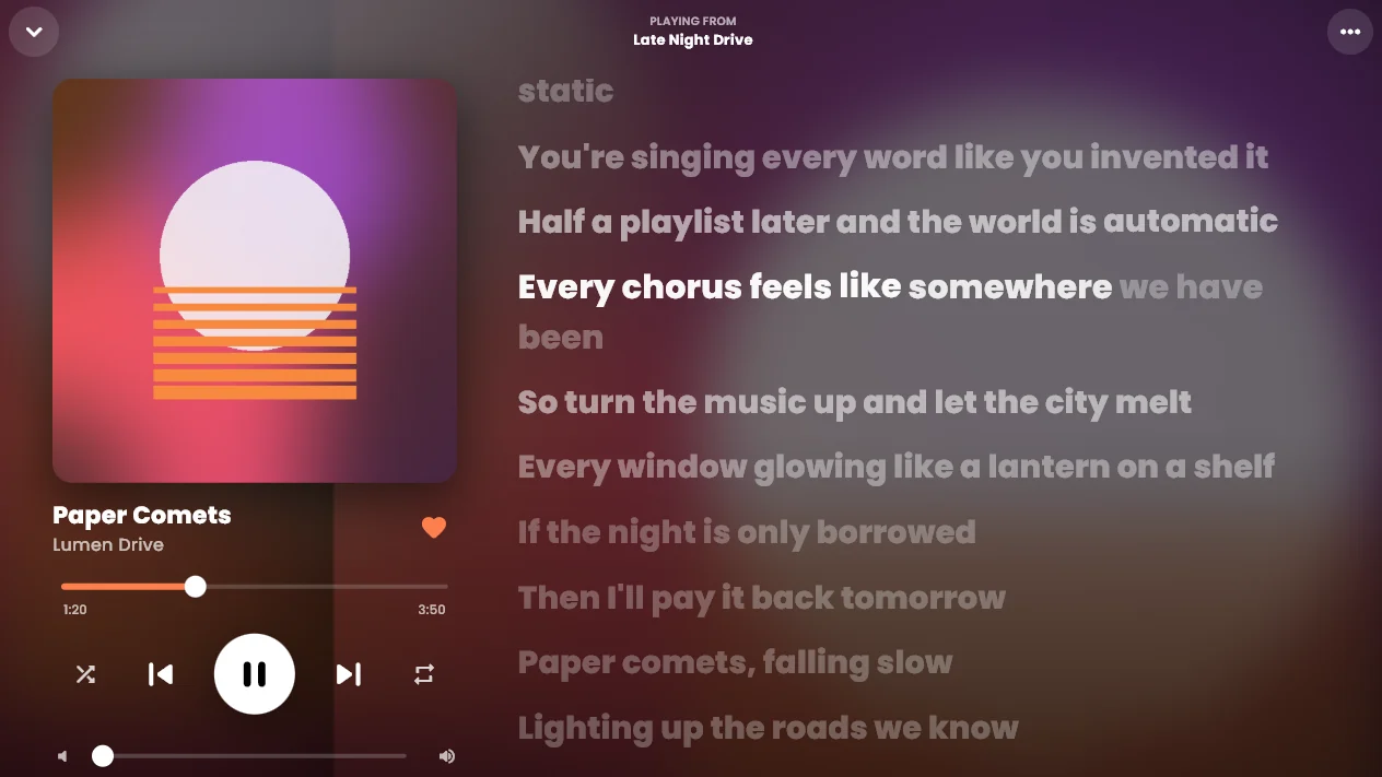 The Liquify look: accent colour taken from the album art, spinning liquid background